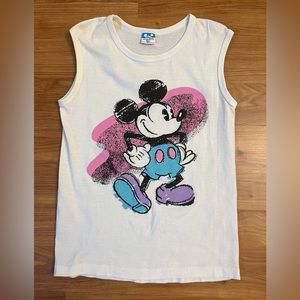 Vintage 1980’s Original Disney Mickey Mouse White Tank Top Shirt Women’s Small